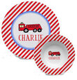 Fire Truck Personalized Plate and Bowl Set
