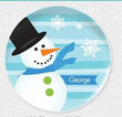 Happy Blue Snowman  Personalized Plate