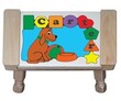 Personalized Puppy Puzzle Stool in Natural