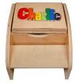 Puzzle Name Two-Step Stool with Storage Area in Primary Letters