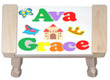 Personalized Two Name Princess Puzzle Stool in Natural
