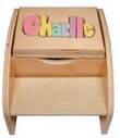 Puzzle Name Two-Step Stool with Storage Area in Pastel Letters