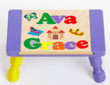 Personalized Two Name Princess Puzzle Stool in Primary Colors)