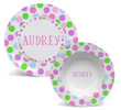 Pastel Dots Personalized Plate and Bowl Set