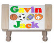 Double Name Sports Puzzle Stool in Natural