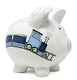 Personalized Box Car Train Piggy Bank