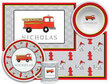 Fire Truck Personalized Placemat, Plate, Bowl & Mug Set