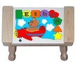 Personalized Airplane Bear Puzzle Name Stool in Natural