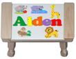 Personalized Jungle Animals Themed Puzzle Stool in Natural