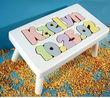 Personalized Birthday Puzzle Name Stool in White
