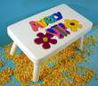 Flower & Butterfly Puzzle Name Stool in White