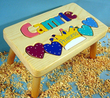 Personalized Princess Puzzle Name Stool in Natural Wood