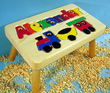 Personalized Train Puzzle Name Stool in Natural Wood