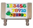 Personalized Number Caterpillar Puzzle Stool in Natural