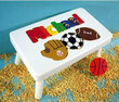 Personalized Sports Puzzle Name Stool in White