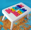 Two Name Puzzle Stool in White Finish