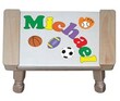 Personalized Sports Themed Puzzle Stool in Natural