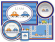 Cars Personalized Placemat, Plate, Bowl & Mug Set