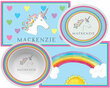 Rainbow Unicorn Personalized Placemat with Plate & Bowl