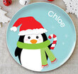 Holiday Penguin Personalized Plate