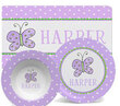 Lavender Butterfly Personalized Placemat, Plate & Bowl Set