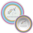 Rainbow Unicorn Personalized Plate and Bowl Set