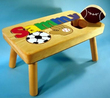 Personalized Sports Puzzle Name Stool in Natural Wood