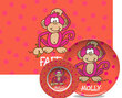 Pink Monkey Personalized Placemat and Dish Set