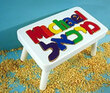 Personalized Hebrew and English Puzzle Name Stool in White