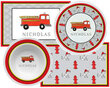 Fire Truck Personalized Placemat with Plate & Bowl